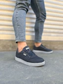 JY0118 REX Bağcıklı Keten Kumaş Erkek Günlük Sneaker Ayakkabı KGT - Füme - 1