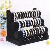 İthal Süet Kumaş Siyah Renk 30 /24 cm Çıkmalı Bileklik Saat Standi - 1