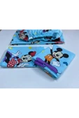 Pınar Home Mavi Dokuma Mickey Mouse Ara Boy Lastikli Çarşaf 120x200 cm 1 Adet Kapaklı Yastık Kılıfı - 3
