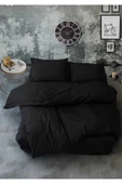 Gasel Home Ranforce Çift Kişilik Lastikli Çarşaflı Nevresim Takımı Simple Siyah - 4