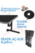 XMAX JetKur Siyah Bilgisayar Oyuncu Masası 140x70cm Sallanmaz Metal Ayaklı - Pratik Kurulum thumbnail 2