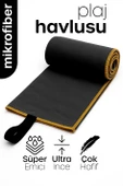 Unisex Mikrofiber Plaj Havlusu 80x130 cm Yumuşak Dokulu Deniz Banyo Sporcu Havlusu Large Boy Siyah thumbnail 5