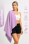 Unisex Mikrofiber Plaj Havlusu 80x130 cm Yumuşak Dokulu Deniz Banyo Sporcu Havlusu Large Boy Mor thumbnail 1
