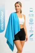 Unisex Mikrofiber Plaj Havlusu 80x130 cm Yumuşak Dokulu Deniz Banyo Sporcu Havlusu Large Boy Turkuaz thumbnail 1