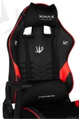 XMAX / Rio Terletmez Kısmi Derili Kadife Kumaş Kırmızı Siyah Gaming Oyuncu Koltuğu / 120 Kg Taşır thumbnail 1