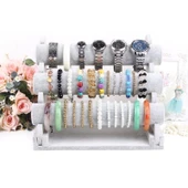 İthal Süet Kumaş Gri Renk 30 /24 cm Çıkmalı Bileklik Saat Standi - 2
