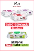 Sleepy Easy Clean Çiçek Serisi ve Bergamot Yağlı Süper Mutfak Temizlik Havlusu (3x100+50) thumbnail 1