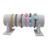 Büyük Boy Süet Kumaş Gri Renk 50 cm Ayaklı Taç Standı - 1