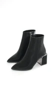 DNZ-409 Siyah Fermuarlı Topuklu Kadın Günlük Bot thumbnail 3