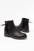 165-209 Siyah Arka Bağcık Aksesuarlı Fermuarlı Günlük Kadın Bot - 3