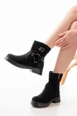 02-2013 Siyah Süet Toka Aksesuarlı Fermuarlı Günlük Kadın Bot thumbnail 3