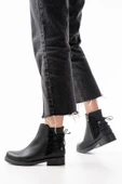 165-209 Siyah Arka Bağcık Aksesuarlı Fermuarlı Günlük Kadın Bot - 1