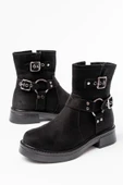 02-2013 Siyah Süet Toka Aksesuarlı Fermuarlı Günlük Kadın Bot thumbnail 1