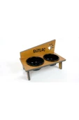 RealWood Suya Dayanıklı Ahşap Seramik Kaseli Özel İsim Baskılı Kedi-Köpek Mama ve Su Kabı Stantı - 5