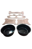 RealWood Köpek Su Ve Mama Standı-özel Isim Baskı-meşemdf-kademelikemik-büyükırk-seramiksiyahkase-2*1000ml - 6