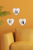 RealWood Ahşap Kalpli Duvar Fotoğraf - 3'lü Resim Çerçevesi - Beyaz CDF - 1