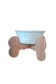 RealWood Seramik Kaseli Ahşap Ayaklı Tekli Büyük Irk Köpek Mama/su Stantı-1000 Ml. - 1