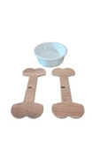 RealWood Seramik Kaseli Ahşap Ayaklı Tekli Büyük Irk Köpek Mama/su Stantı-1000 Ml. - 3