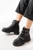 508-3039 Siyah Toka Aksesuarlı Fermuarlı  Günlük Kadın Bot - 2