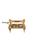 RealWood Özel İsim Baskılı, Ahşap, Kademeli, Çelik Kaseli, Eğimli, Büyük Irk Köpek Mama - Su Kabı-2*1000 Ml. - 5
