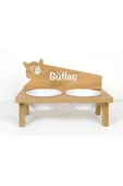 RealWood Seramik Kaseli, Özel İsimli, Ahşap Kedi-Köpek Mama ve Su Kabı Stantı-2*400 ml. - 3