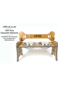 RealWood Suya Dayanıklı Ahşap Özel İsim Baskılı Çelik Kaseli Kademeli Köpek Mama ve Su Kabı Stantı - 1