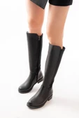 165-305 Siyah Arka Streç Fermuarlı Günlük Kadın Çizme - 4