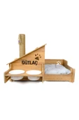 RealWood Ahşap, Seramik Kaseli , Tırmalama Çubuklu Açık-kapalı Kedi Ve Köpek Evi 4 In 1- Beyaz - 4