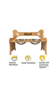 RealWood Özel İsim Baskılı, Ahşap, Kademeli, Çelik Kaseli, Eğimli, Büyük Irk Köpek Mama - Su Kabı-2*1000 Ml. - 3