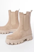FZ-299 Bej Süet Yüksek Tabanlı Lastikli Günlük Kadın Bot - 5