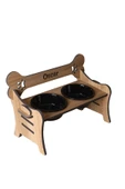 RealWood Köpek Su & Mama Kabı-isim Baskılı-suya Dayanıklı Ceviz-3 Kademeli Kemik Mod-seramik Siyah K-2*1000ml - 4