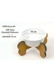 RealWood Suya Dayanıklı Seramik Kaseli Ahşap Ayaklı Tekli Orta/büyük Irk Köpek Mama/su Stantı-1000 Ml. - 1