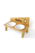 RealWood Özel Isimli Seramik Kaseli Kedi- Köpek Mama Ve Su Kabı Stantı-atlantik Çam - 5