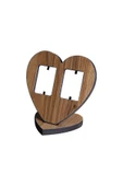 RealWood Ahşap Kalpli Fotoğraf - Resim Çerçevesi Çift Resimli - Ceviz CDF - 2