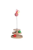RealWood Ahşap - Kedi Oyuncağı - Çok Amaçlı Kullanım ( Çıngıraklı ve Yaylı Top İçermektedir ) - 1
