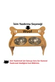 RealWood Özel İsim Baskılı, Ahşap, Kademeli, Çelik Kaseli, Eğimli, Büyük Irk Köpek Mama - Su Kabı-2*1000 Ml. - 2