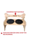 RealWood Köpek Su Ve Mama Standı-özel Isim Baskı-meşemdf-kademelikemik-büyükırk-seramiksiyahkase-2*1000ml - 3