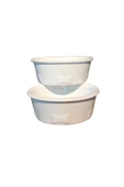 RealWood Köpek Su Ve Mama Kabı - Seramik Beyaz Kase - 2'li - Büyük Irk - 19cm - 2*1000ml - 7