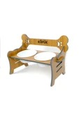 RealWood Suya Dayanıklı Ahşap Özel İsim Baskılı Seramik Kaseli Kademeli Köpek Mama ve Su Kabı Stantı - 3