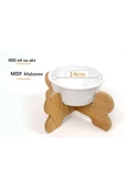 RealWood Seramik Kaseli Ahşap Ayaklı Tekli Kedi-Köpek Mama/Su Stantı - 1