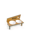 RealWood Suya Dayanıklı Ahşap Seramik Kaseli Özel İsim Baskılı Kedi-Köpek Mama ve Su Kabı Stantı - 6