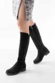 165-305 Siyah Süet Arka Streç Fermuarlı Günlük Kadın Çizme - 4