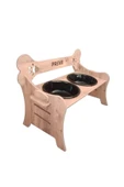 RealWood Köpek Su Ve Mama Standı-özel Isim Baskı-meşemdf-kademelikemik-büyükırk-seramiksiyahkase-2*1000ml - 4