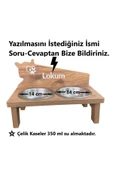 RealWood Özel İsim Baskılı, Ahşap, Çelik Kaseli Kedi- Küçük Irk Köpek Mama Ve Su Kabı Stantı thumbnail 6