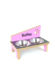 RealWood Ahşap, Çelik Kâseli, Özel Isimli Kedi-köpek Mama Ve Su Kabı Stantı- Pembe-antr.-pembe-2*350 Ml. - 3