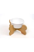 RealWood Seramik Kaseli Ahşap Ayaklı Tekli Kedi-Köpek Mama/Su Stantı - 2
