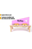 RealWood Ahşap Çelik Kâseli Özel Isim Baskılı Kedi- Küçük Irk Köpek Mama Ve Su Kabı-pembe-2*350 Ml. - 1