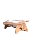 RealWood Köpek Su Ve Mama Kabı Standı - Ahşap Mdf - Eğimli Köpek Kafa Modeli-2'li-beyaz Seramik Kase-2*400ml - 3