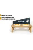 RealWood Özel İsimli Seramik Kaseli Kedi- Köpek Mama Ve Su Kabı Stantı-meşe/antrasit.350 Ml. - 2