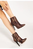 VRT-4802 Leopar Yüksek İnce Topuklu Fermuarlı Kadın Bot thumbnail 7